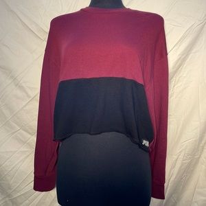 Victoria’s Secret PINK Burgundy and Black Sweatshirt with Buttoned Sleeves